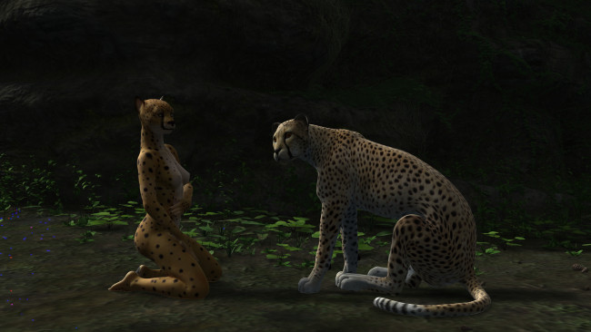 Обои картинки фото 3д графика, существа , creatures, леопарды