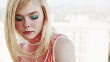 обоя девушки, elle fanning, лицо, блондинка, топ