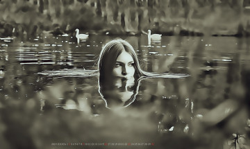 Картинка календари компьютерный+дизайн женщина лебедь отражение лицо девушка водоем calendar 2019