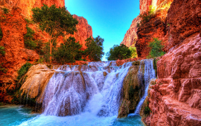 Обои картинки фото beaver falls, grand canyon national park, arizona, usa, природа, водопады, beaver, falls, grand, canyon, national, park