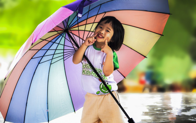 Обои картинки фото разное, дети, девочка, зонт