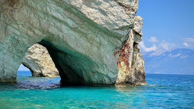 Обои картинки фото blue caves, ionian sea, zakynthos, greece, природа, побережье, blue, caves, ionian, sea