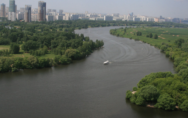 Обои картинки фото города, москва, россия, природа, яхта, река