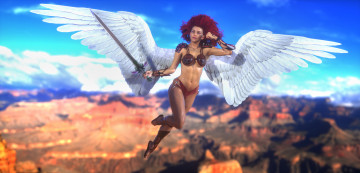 Картинка 3д+графика ангел+ angel ангел оружие фон взгляд девушка