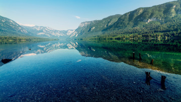Картинка природа реки озера утка озеро горы