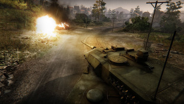 обоя видео игры, armored warfare, взрыв, танк