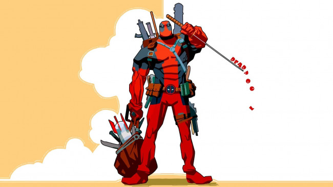 Обои картинки фото рисованное, комиксы, deadpool, фон, взгляд, супермен