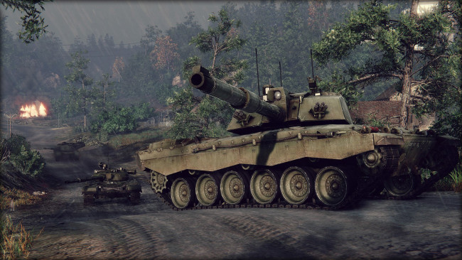 Обои картинки фото видео игры, armored warfare, пожар, дорога, танки