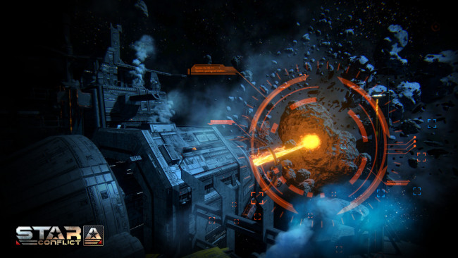 Обои картинки фото видео игры, star conflict, метеориты, космический, корабль