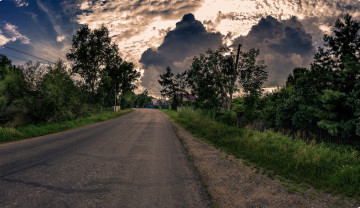 Картинка природа дороги деревня дорога облака