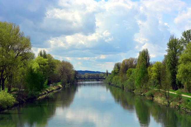 Обои картинки фото природа, реки, озера, деревья, река, мост