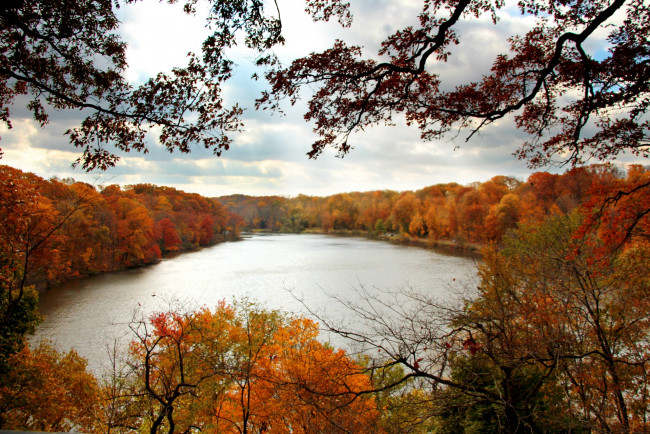 Обои картинки фото природа, реки, озера, река, панорама, осень