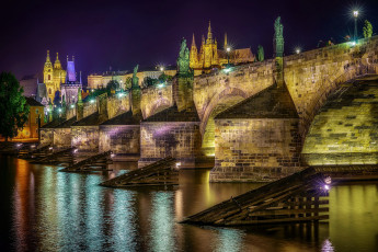 Картинка города прага+ Чехия карлов мост влтава