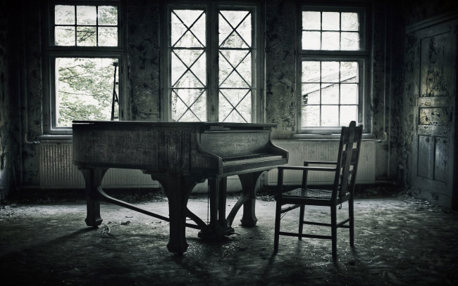 Обои картинки фото музыка, -музыкальные инструменты, рояль, стул, помещение, окно