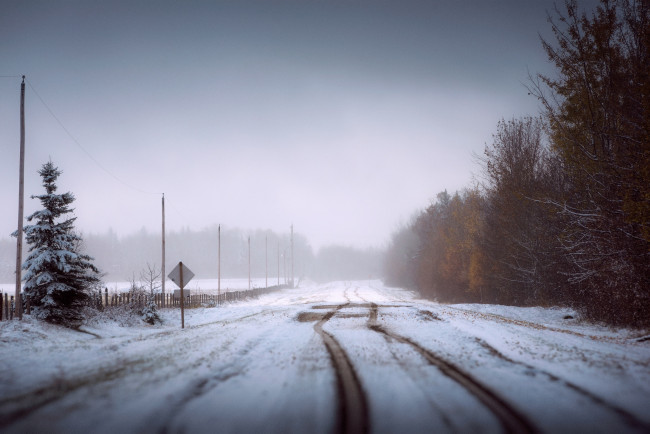 Обои картинки фото природа, дороги, зима, дорога, снег