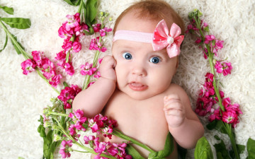 Картинка разное дети младенец бантик цветы