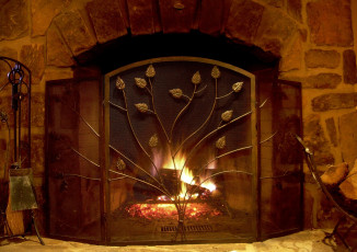 Картинка интерьер камины ковка огонь