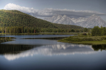 Картинка природа реки озера горы облака лес река отражение