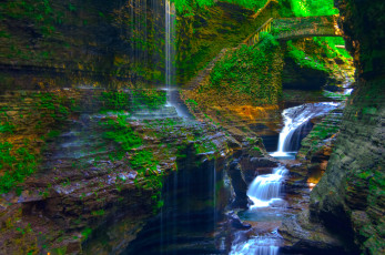 Картинка watkins glen waterfall природа водопады каньон мост водопад