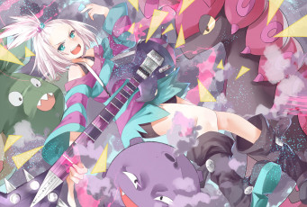 Картинка аниме pokemon гитара арт покемоны девушка