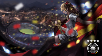 Картинка аниме evangelion девушка soryu asuka langley eva-02 флаг стадион футбол кубок арт форма neon genesis baka