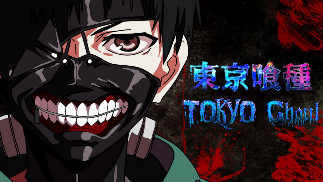 Обои картинки фото аниме, tokyo ghoul, токийский, гуль, tokyo, ghoul, кровь, маска, kaneki, ken, blood