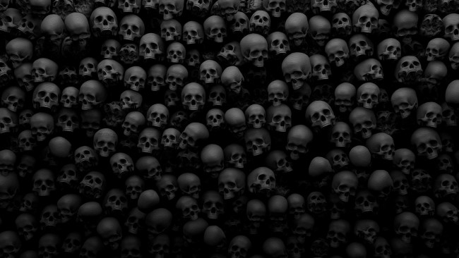 Обои картинки фото 3д графика, ужас , horror, черепа, много, смерть, фон