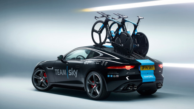 Обои картинки фото jaguar f-type team sky concept 2014, автомобили, jaguar, 2014, team, sky, f-type, concept