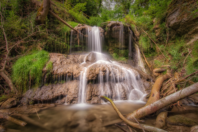 Обои картинки фото природа, водопады, река, лес, водопад