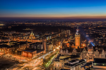 Картинка leipzig города -+огни+ночного+города простор