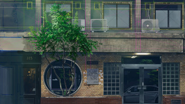 Картинка аниме город +улицы +здания