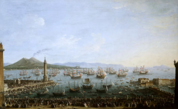 Картинка рисованное живопись вид на порт карла де бурбона из дока антонио джоли морской пейзаж картина