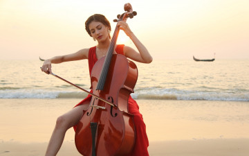 Картинка музыка -+другое девушка виолончель водоем гондола amyra+dastur