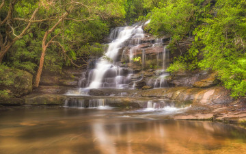 Картинка природа водопады водопад скалы деревья пейзаж