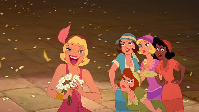 Обои картинки фото мультфильмы, the princess and the frog, цветы, улыбка, девушка, шляпка