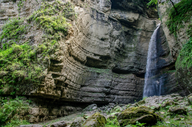 Обои картинки фото водопад, природа, водопады, скалы, россия, кавказ, чегемский
