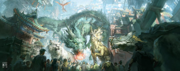 Картинка фэнтези существа люди дракон