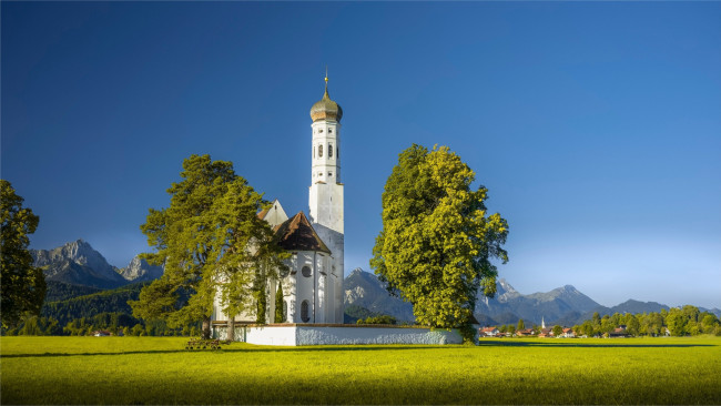 Обои картинки фото st coloman church, schwangau, bavaria, города, - католические соборы,  костелы,  аббатства, st, coloman, church