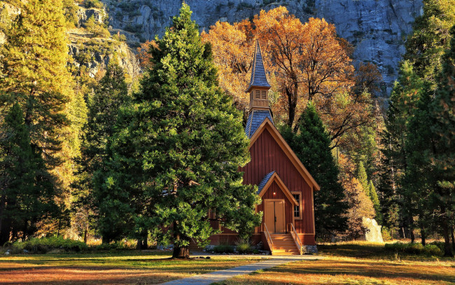 Обои картинки фото yosemite chapel, города, - католические соборы,  костелы,  аббатства, yosemite, chapel