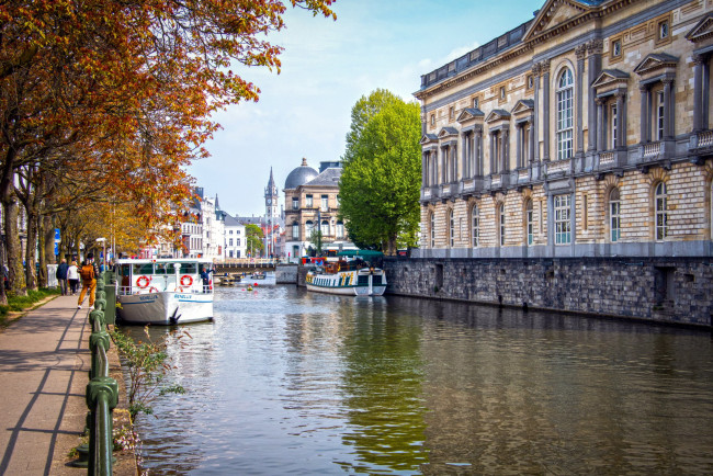 Обои картинки фото города, гент , бельгия, канал, набережная