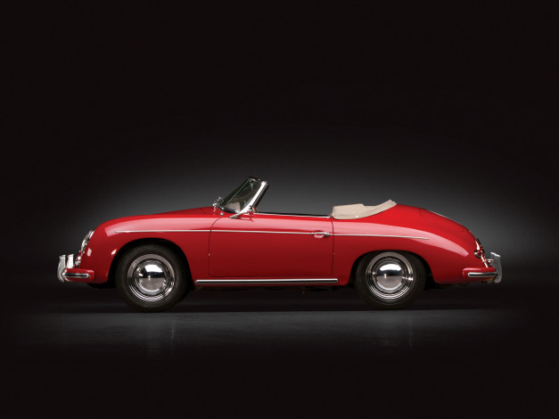Обои картинки фото автомобили, porsche, 1600, t2, convertible, d, красный, 1958г, 356a