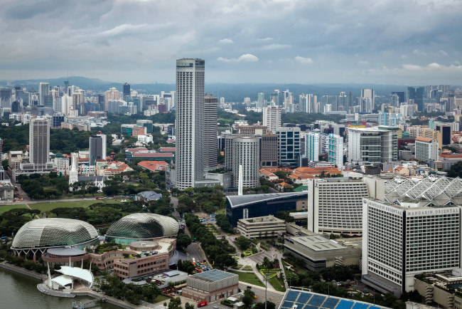 Обои картинки фото города, сингапур , сингапур, дома, мегаполис, река, мост, панорама