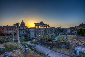 обоя forum, города, рим,  ватикан , италия, заря, форум