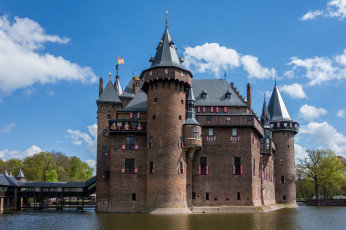 Картинка castle+de+haar города замки+нидерландов парк водоем замок