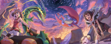 Картинка аниме pokemon mega salamence rayquaza haruka небо девочки арт ho-oh artist whismur покемоны