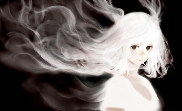 Картинка аниме животные +существа дым девушка волосы сигарета bounin арт
