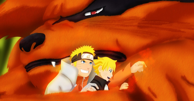 Обои картинки фото аниме, naruto, kurama, boruto