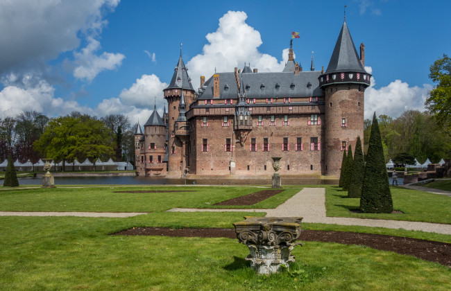 Обои картинки фото castle de haar, города, замки нидерландов, парк, водоем, замок