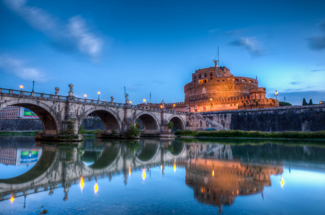 Обои картинки фото castel st,  angelo, города, рим,  ватикан , италия, река, мост, цитадель
