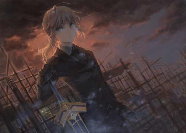 Обои картинки фото аниме, fate, zero, сейбер, jlien, saber